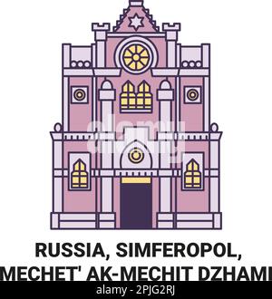 Russia, Simferopol, Mechet' AkMechit Dzhami viaggio punto di riferimento vettore illustrazione Illustrazione Vettoriale