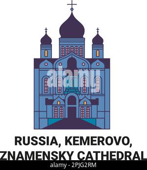 Russia, Kemerovo, Cattedrale di Znamensky viaggio punto di riferimento vettoriale illustrazione Illustrazione Vettoriale