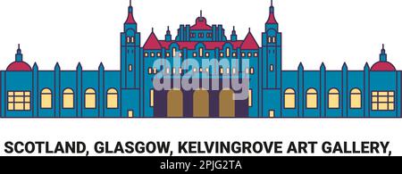 Scotland, Glasgow, Kelvingrove Art Gallery, viaggio punto di riferimento vettore illustrazione Illustrazione Vettoriale