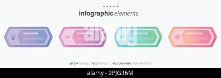 Modello di disegno infografico vettoriale con 4 opzioni o passaggi Illustrazione Vettoriale