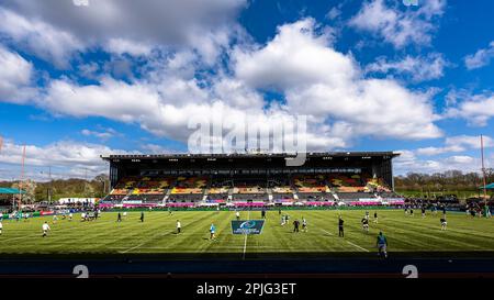 LONDRA, REGNO UNITO. 02 aprile 2023. Una vista sullo stadio durante la Heineken Championships Cup Saracens vs Ospreys allo StoneX Stadium di domenica 02 aprile 2023. LONDRA INGHILTERRA. Credit: Taka G Wu/Alamy Live News Foto Stock