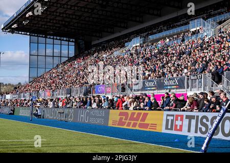 LONDRA, REGNO UNITO. 02 aprile 2023. Una panoramica dello stadio durante la Heineken Championships Cup Saracens vs Ospreys allo StoneX Stadium di domenica 02 aprile 2023. LONDRA INGHILTERRA. Credit: Taka G Wu/Alamy Live News Foto Stock