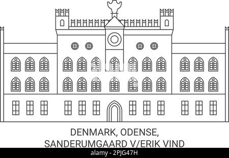 Danimarca, Odense, Sanderumgaard Verik Vind viaggio riferimento vettore illustrazione Illustrazione Vettoriale