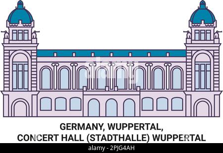 Germania, Wuppertal, Concert Hall Stadthalle Wuppertal viaggio punto di riferimento vettore illustrazione Illustrazione Vettoriale