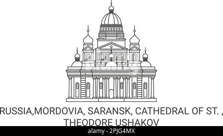 Russia, Mordovia, Saransk, Cattedrale di San , Theodore Ushakov, illustrazione del vettore di riferimento di viaggio Illustrazione Vettoriale