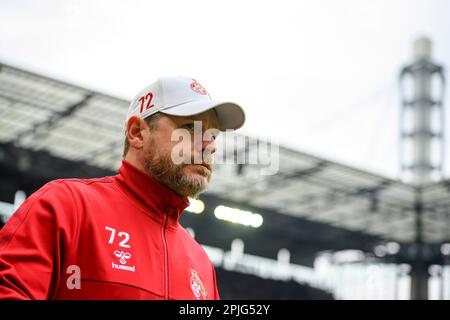 Koeln/Germania. 2nd aprile 2023, allenatore Steffen BAUMGART (K), Calcio 1st Bundesliga, 26th matchday, FC Colonia (K) - Borussia Monchengladbach (MG), il 2nd aprile 2023 a Koeln / Germania. Le normative #DFL vietano qualsiasi uso di fotografie come sequenze di immagini e/o quasi-video # Foto Stock