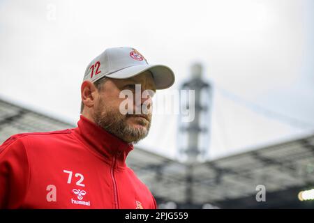 Koeln/Germania. 2nd aprile 2023, allenatore Steffen BAUMGART (K), Calcio 1st Bundesliga, 26th matchday, FC Colonia (K) - Borussia Monchengladbach (MG), il 2nd aprile 2023 a Koeln / Germania. Le normative #DFL vietano qualsiasi uso di fotografie come sequenze di immagini e/o quasi-video # Foto Stock