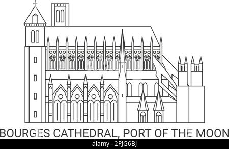 Francia, Cattedrale di Bourges, Porto della Luna, viaggio punto di riferimento vettoriale illustrazione Illustrazione Vettoriale