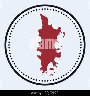 Francobollo rotondo di Phuket. Logo rotondo con mappa dell'isola e titolo. Elegante distintivo minimale di Phuket con mappa. Illustrazione vettoriale. Illustrazione Vettoriale
