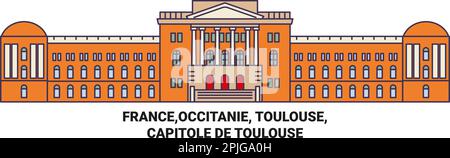 Francia, Occitanie, Tolosa, Capitole De Toulouse viaggio punto di riferimento vettoriale illustrazione Illustrazione Vettoriale