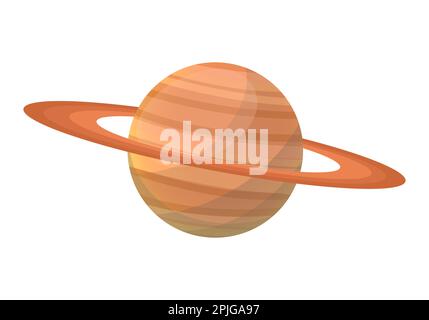 Pianeta Saturno con anelli. Sistema solare Illustrazione Vettoriale