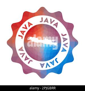 Logo Java basso in poliestere. Colorato logo di viaggio gradiente dell'isola in stile geometrico. Illustrazione Vettoriale