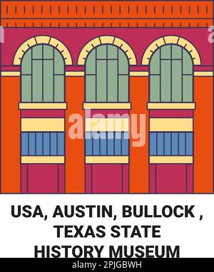 USA, Austin, Bullock , Texas state History Museum viaggio punto di riferimento vettoriale illustrazione Illustrazione Vettoriale