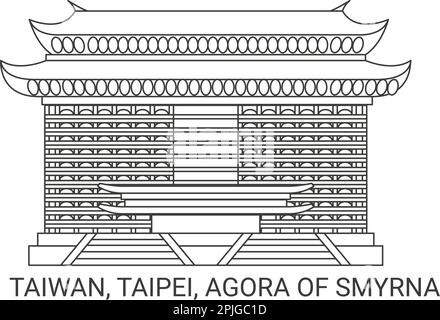 Taiwan, Taipei, Agora di Smyrna, illustrazione vettoriale di riferimento di viaggio Illustrazione Vettoriale