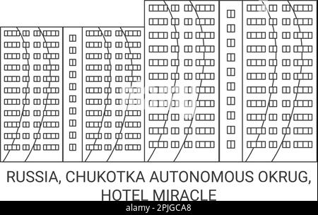 Russia, Chukotka Okrug autonomo, Hotel Miracle viaggio punto di riferimento vettore illustrazione Illustrazione Vettoriale