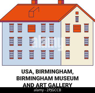 USA, Birmingham, Birmingham Museum e Art Gallery viaggio punto di riferimento vettoriale illustrazione Illustrazione Vettoriale