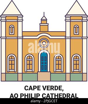 Capo Verde, Sao Philip Cathedral viaggio punto di riferimento vettoriale illustrazione Illustrazione Vettoriale