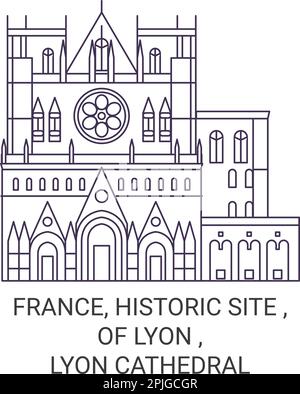 Francia, Sito storico, di Lione, Cattedrale di Lione viaggio punto di riferimento vettoriale illustrazione Illustrazione Vettoriale