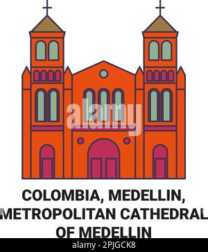 Colombia, Medellin, Cattedrale Metropolitana di Medellin viaggio punto di riferimento vettoriale illustrazione Illustrazione Vettoriale