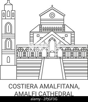 Italia, Costiera Amalfitana, Duomo di Amalfi viaggio punto di riferimento vettoriale illustrazione Illustrazione Vettoriale