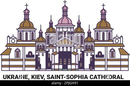 Ucraina, Kiev, Saintophia Cattedrale viaggio punto di riferimento vettore illustrazione Illustrazione Vettoriale