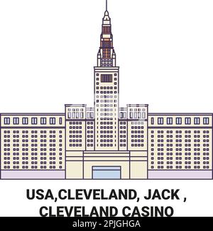 USA,Cleveland, Jack , Cleveland Casino viaggio punto di riferimento vettoriale illustrazione Illustrazione Vettoriale