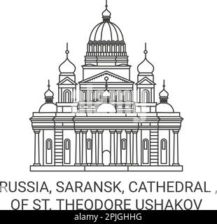 Russia, Saransk, Cattedrale , di San Theodore Ushakov viaggio punto di riferimento vettoriale illustrazione Illustrazione Vettoriale