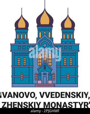 Russia, Ivanovo, Vvedenskiy, Zhenskiy Monastyr' viaggio punto di riferimento vettoriale illustrazione Illustrazione Vettoriale