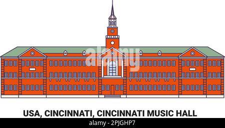 USA, Cincinnati, Cincinnati Music Hall, illustrazione vettoriale di riferimento del viaggio Illustrazione Vettoriale