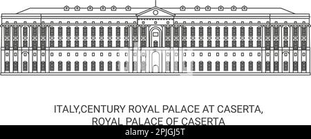 Italia,Palazzo reale del secolo a Caserta, Reggia di Caserta viaggio punto di riferimento illustrazione vettoriale Illustrazione Vettoriale