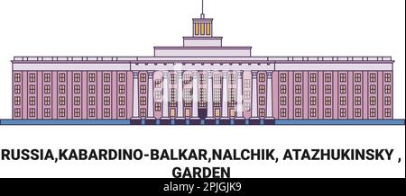 Russia,Kabardinobalkar,Nalchik, Atazhukinsky , Giardino viaggio punto di riferimento vettoriale illustrazione Illustrazione Vettoriale