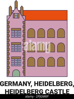 Germania, Heidelberg, Castello di Heidelberg viaggio punto di riferimento vettoriale illustrazione Illustrazione Vettoriale