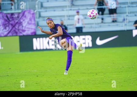 Orlando, Florida, USA, 2 aprile 2023, Il giocatore di Orlando Pride Caitlin Cosme #26 fa un passo all'Exploria Stadium. (Photo Credit: Marty Jean-Louis/Alamy Live News Foto Stock