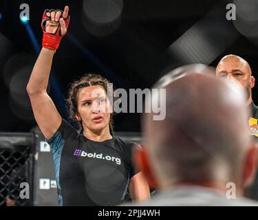 Menifee, California, Stati Uniti. 31st Mar, 2023. CAT ZINGANO ha sconfitto LEAH MCOURT con decisione unanime (29-28, 30-27, 29-28) Penchanga Hotel Casino (Credit Image: © Ardie Crenshaw/ZUMA Press Wire) SOLO PER USO EDITORIALE! Non per USO commerciale! Foto Stock