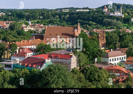 Veduta aerea dei vecchi edifici di Vilnius, Lituania Foto Stock