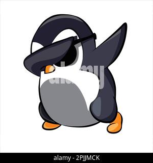 Icona del pinguino carino in stile piatto Illustrazione Vettoriale