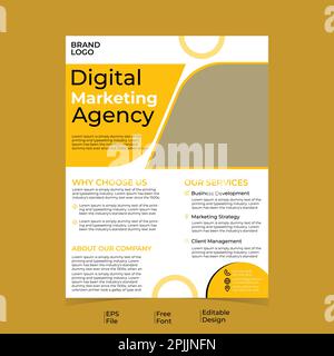 Modello di progettazione del volantino di marketing digitale Illustrazione Vettoriale