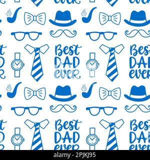 Retro Father Day senza cuciture modello Vintage Hipster Illustrazione Vettoriale