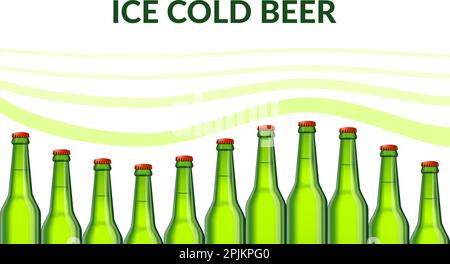 Alcune bottiglie di birra si muove come le onde. Il concetto di progettazione per la birra o pub pubblicità. Può essere collocato sulla scheda di pubblicità o banner Illustrazione Vettoriale