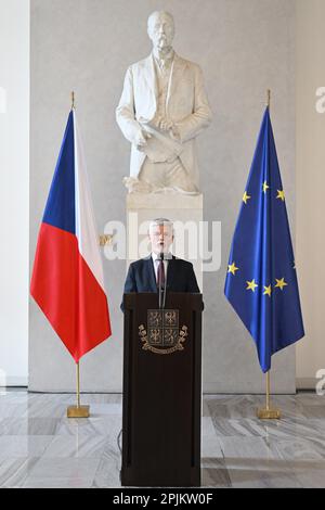 Praga, Repubblica Ceca. 03rd Apr, 2023. Il presidente ceco Petr Pavel ha tenuto una conferenza stampa a Praga, 3 aprile 2023. Credit: Michal Kamaryt/CTK Photo/Alamy Live News Foto Stock