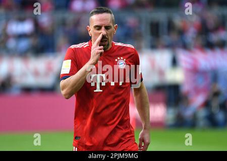 FOTO DI ARCHIVIO: Franck RIBERY avrà 40 anni il 7 aprile 2023, Franck RIBERY (FC Bayern Monaco), deluso, frustrato, sconsolato, azione, Immagine singola, motivo individuale ritagliato, mezza figura, calcio a mezza figura 1st Bundesliga, 23rd matchday, matchday23, FC Bayern Monaco M) - Hertha BSC Berlino (B) 1-0, il 23 febbraio 2019 a Monaco ALLIANZARENA, LE NORMATIVE DFL VIETANO QUALSIASI USO DI FOTOGRAFIE COME SEQUENZE DI IMMAGINI E/O QUASI-VIDEO. ? Foto Stock