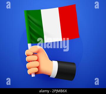 3D mano tenuta Italia bandiera nazionale. Illustrazione vettoriale Illustrazione Vettoriale