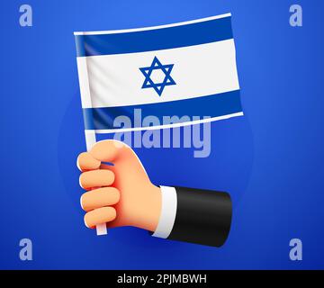 3D mano che detiene la bandiera nazionale di Israele. Illustrazione vettoriale Illustrazione Vettoriale