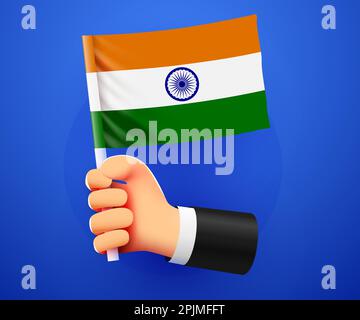 3D mano che tiene bandiera nazionale dell'India. Illustrazione vettoriale Illustrazione Vettoriale