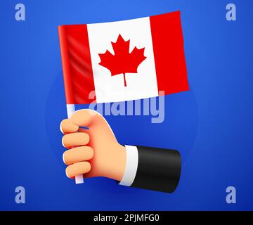 3D mano che detiene la bandiera nazionale del Canada. Illustrazione vettoriale Illustrazione Vettoriale