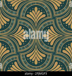 Motivo floreale astratto senza cuciture - elementi di fiori blush beige verdi, sfondo foglie verdi; per avvolgitori, carte da parati, cartoline, biglietti d'auguri Illustrazione Vettoriale