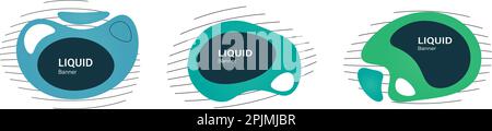 Forme liquide astratte. Elementi sfumati astratti, banner. Modelli liquidi per striscioni, vendita, poster per la vendita al dettaglio. Badge di ameba fluidi. L'ameba forma se Illustrazione Vettoriale