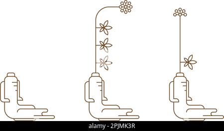 Icone ginseng rosse coreane o cinesi. Simbolo rosso ginseng in stile minimal. Cinese, coreano medicina tradizionale, cibo. Icone linea o contorno. Vettore il Illustrazione Vettoriale