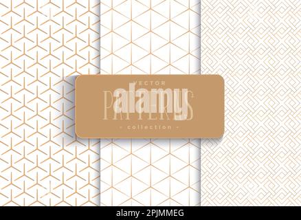 Set di motivi geometrici senza cuciture Premium Luxury. Design grafico triangolare geometrico astratto stampa pattern cubi 3D. Cubetti geometrici senza cuciture patte Illustrazione Vettoriale