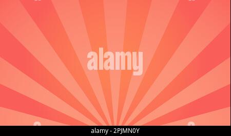 Sfondo luminoso Sunburst con raggio rosso sole. Sole estivo astratto splende. Colori arancione e giallo. Illustrazione del vettore piatto Illustrazione Vettoriale